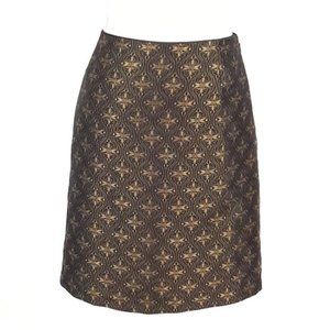 Tahari Gold and Black Damask Pencil Skirt